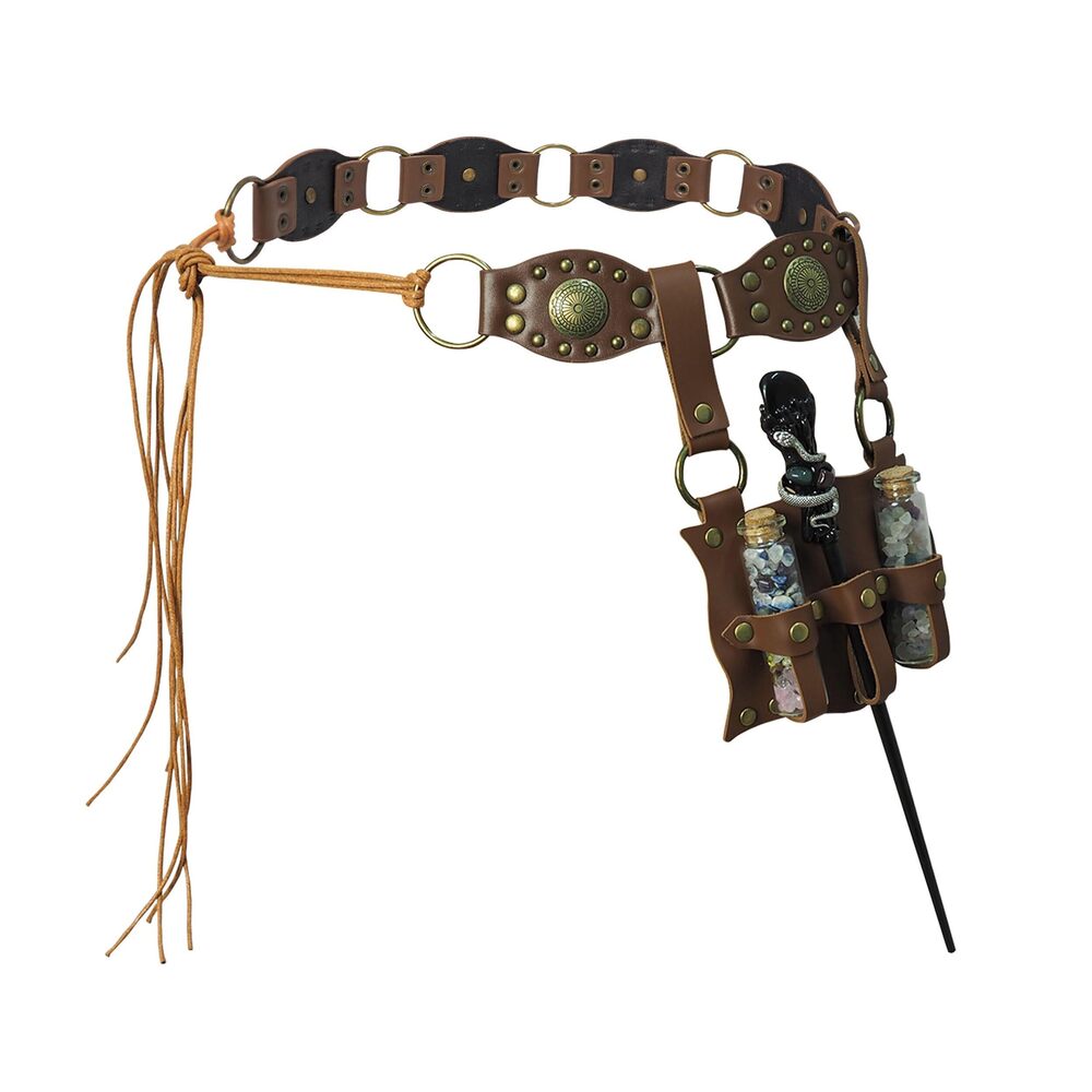 9565 Medieval Faux Leather Alchemy Set - Witch Crystal Wand, Wizard Belt